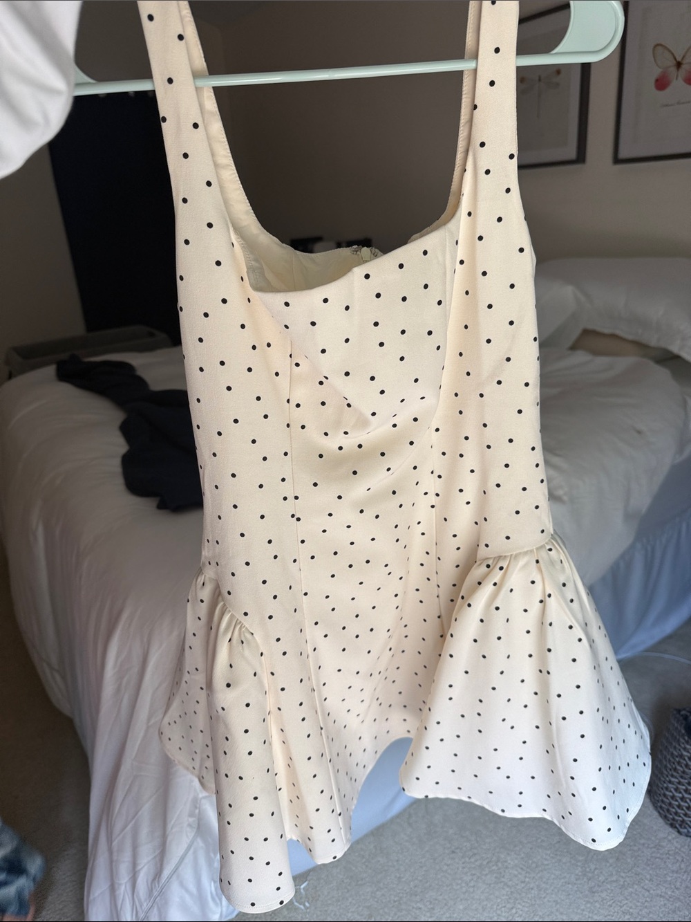 Cream Polka Dot Peplum Dress- revolve, more to come